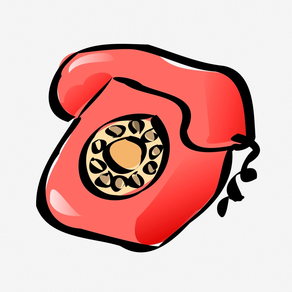 Red telephone doodle, hand drawn