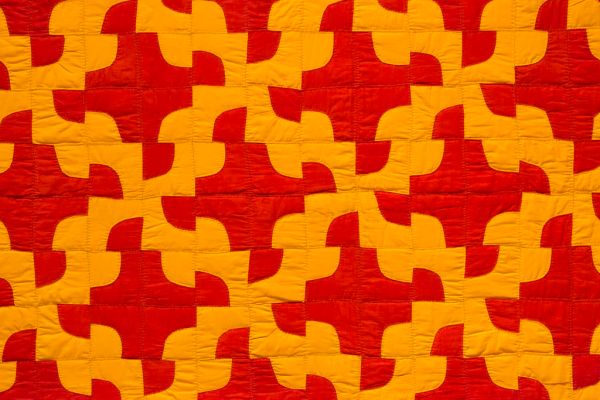 Red yellow quilt detail