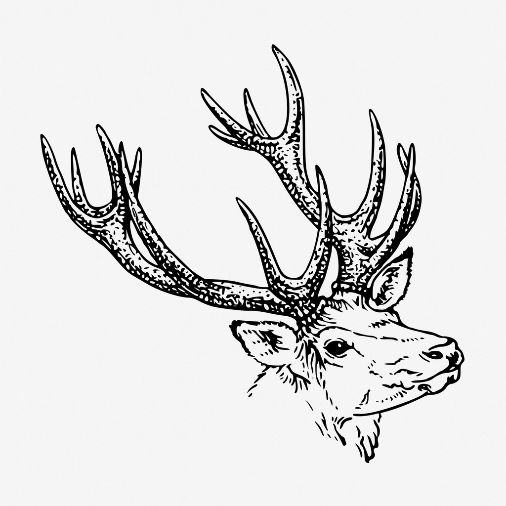 Reindeer stag hand drawn illustration