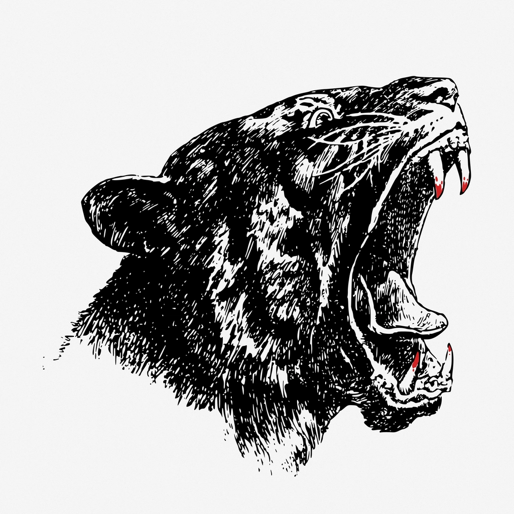 Roaring tiger head hand drawn