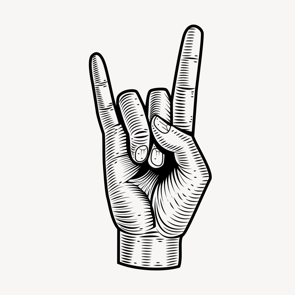 Rock hand sign hand drawn