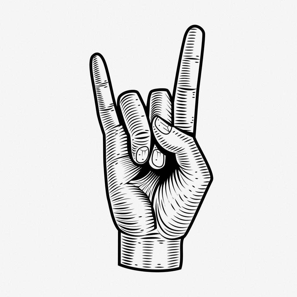 Rock hand sign hand drawn