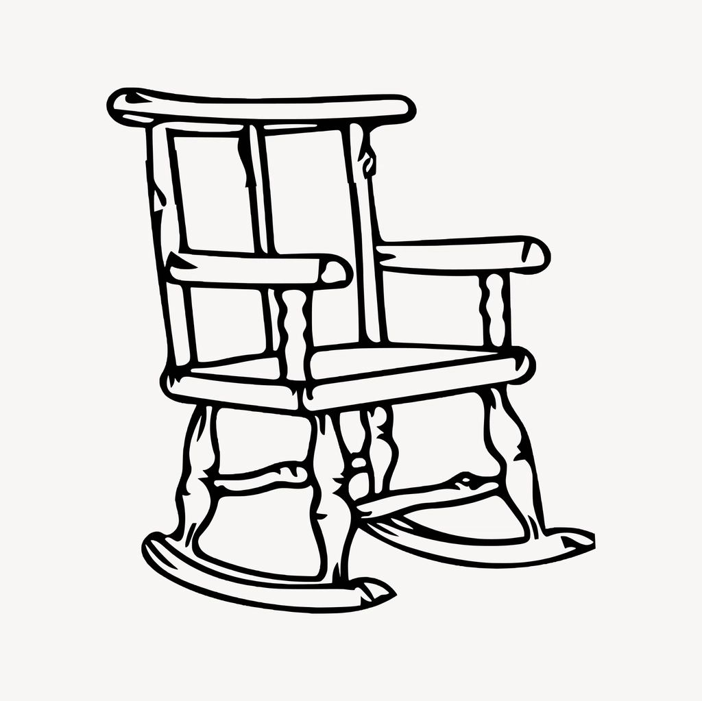 Rocking chair clipart, drawing illustration
