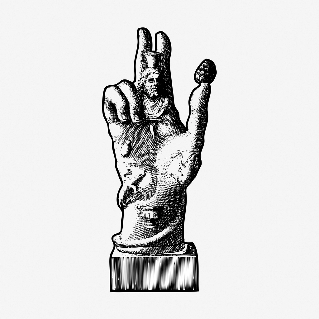 Roman hand sculpture hand drawn