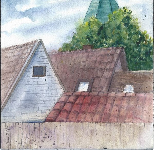 Roof tops - watercolor