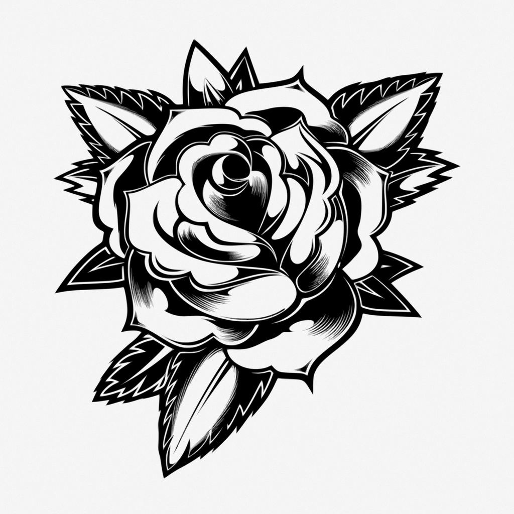 Rose tattoo hand drawn illustration