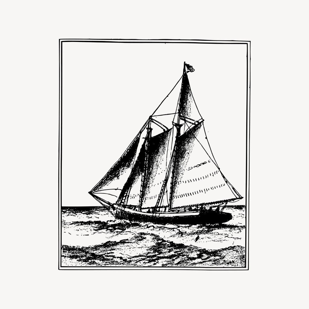 Sailing ship clipart, drawing illustration