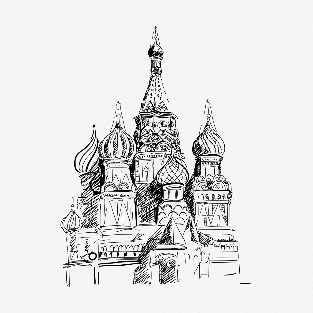 Saint Basil's Cathedral hand drawn