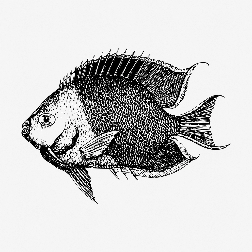 Saltwater fish hand drawn illustration