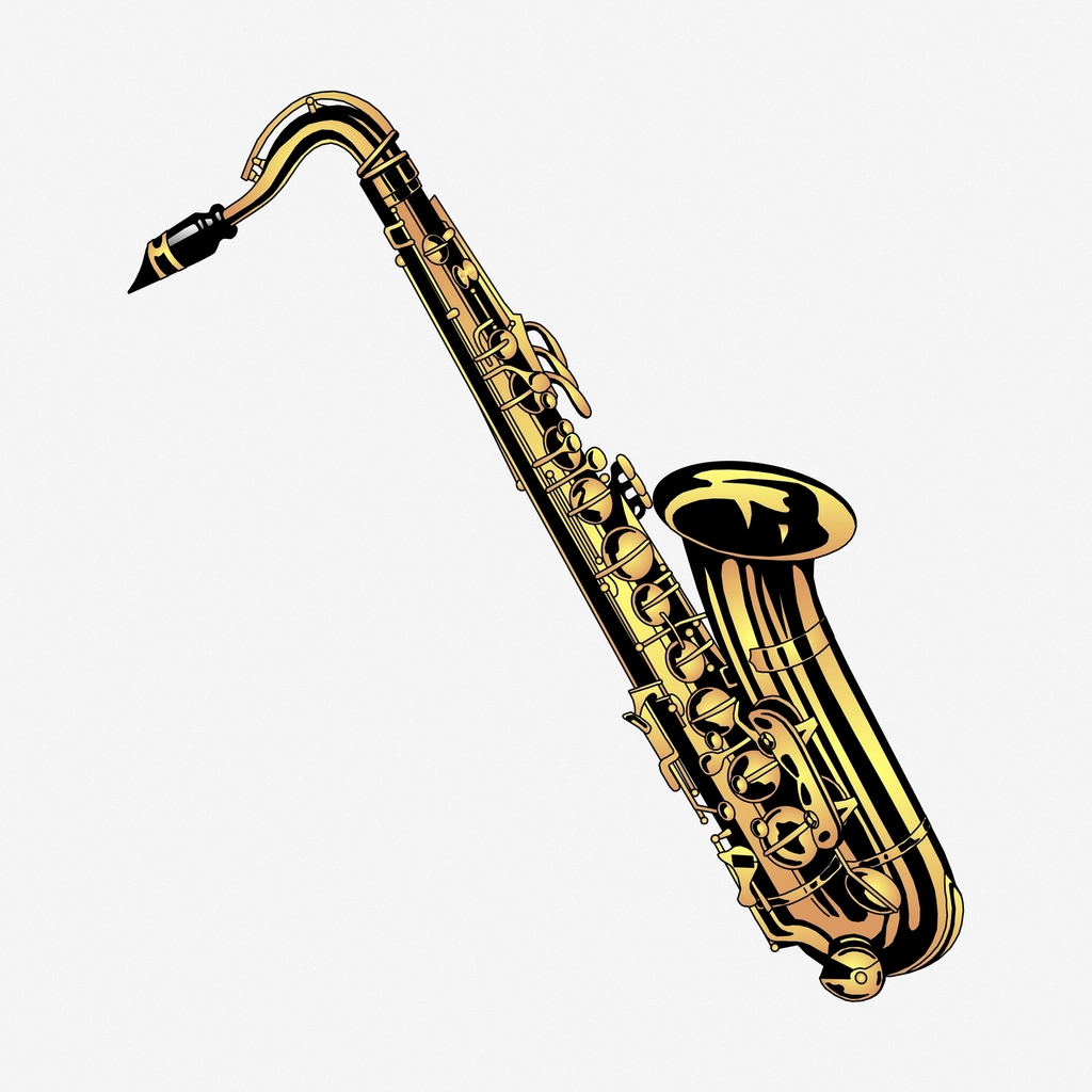 Saxophone clipart, vintage musical instrument