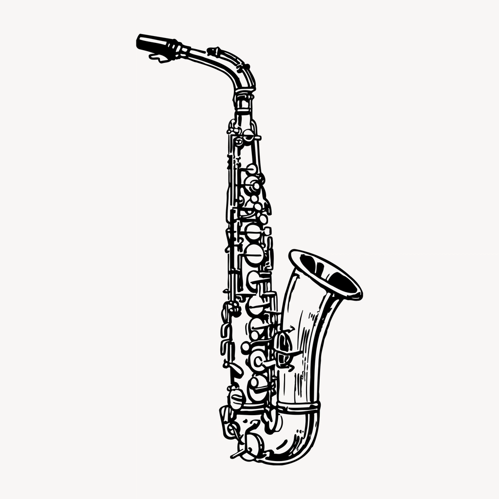 Saxophone clipart, vintage musical instrument