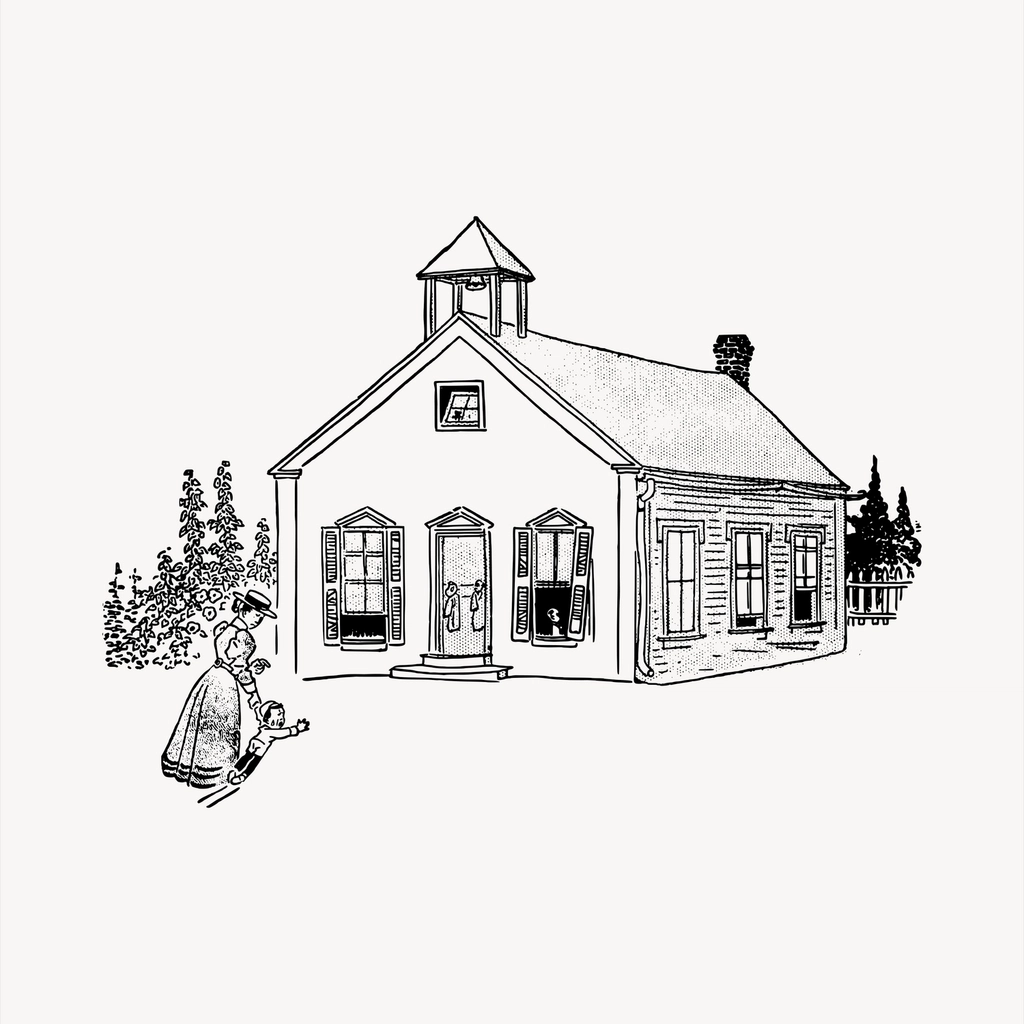 School clipart, vintage hand drawn