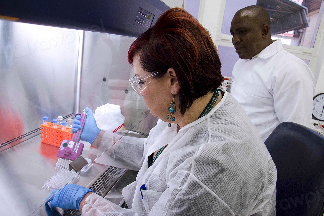 Scientist testing with virus through test