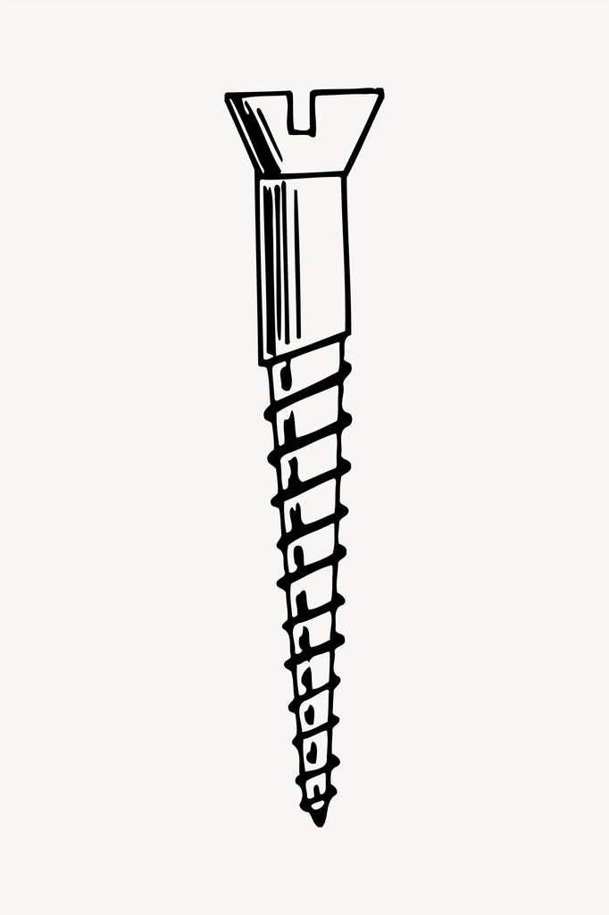 Screw clipart, vintage hand drawn