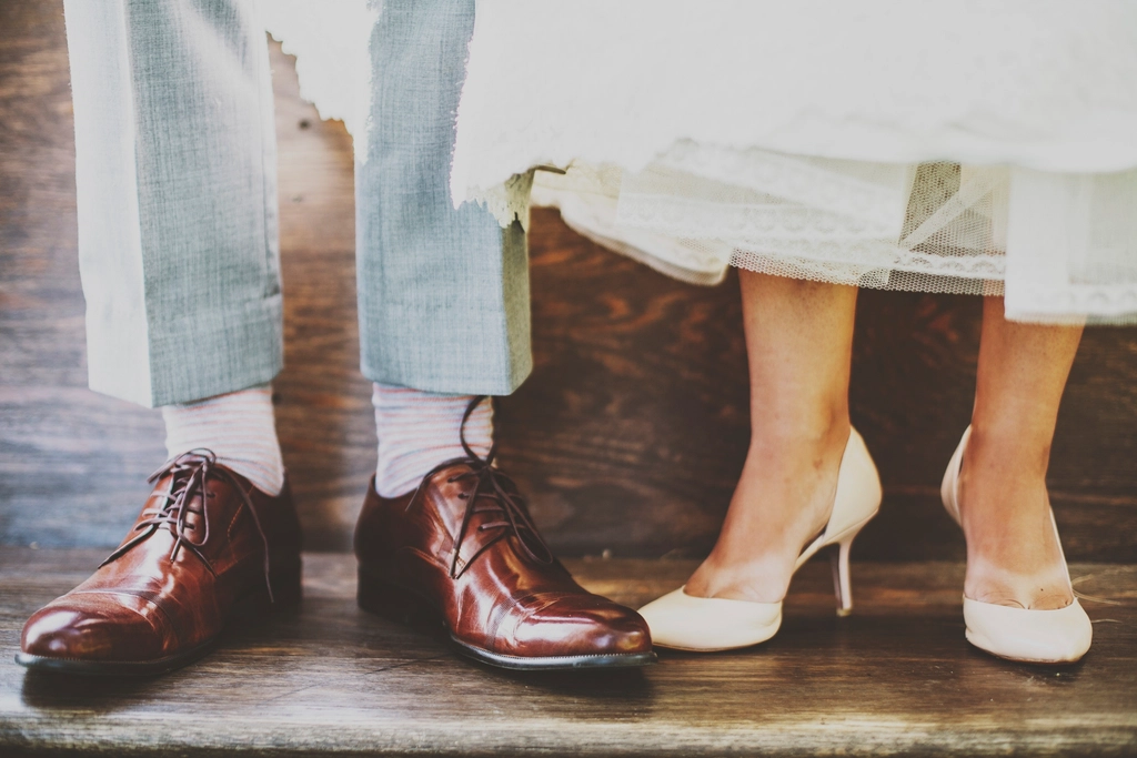 Shoes bride groom illuminated soft