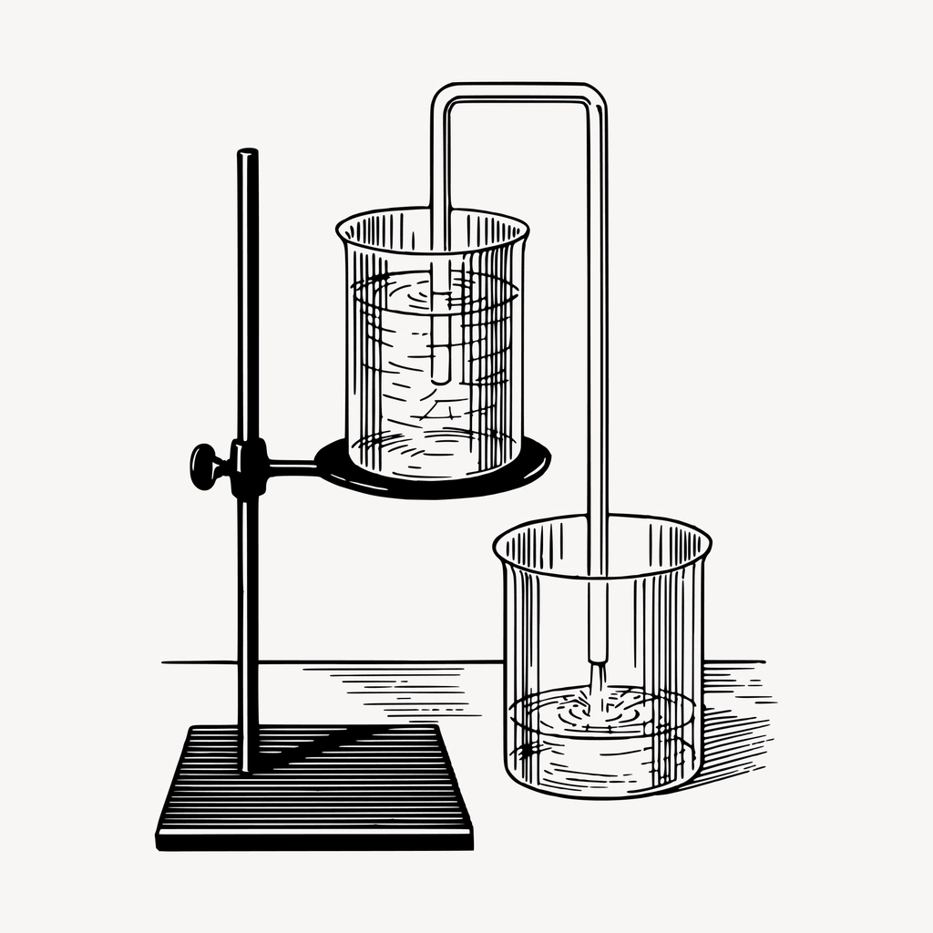 Siphon clipart, vintage science experiment