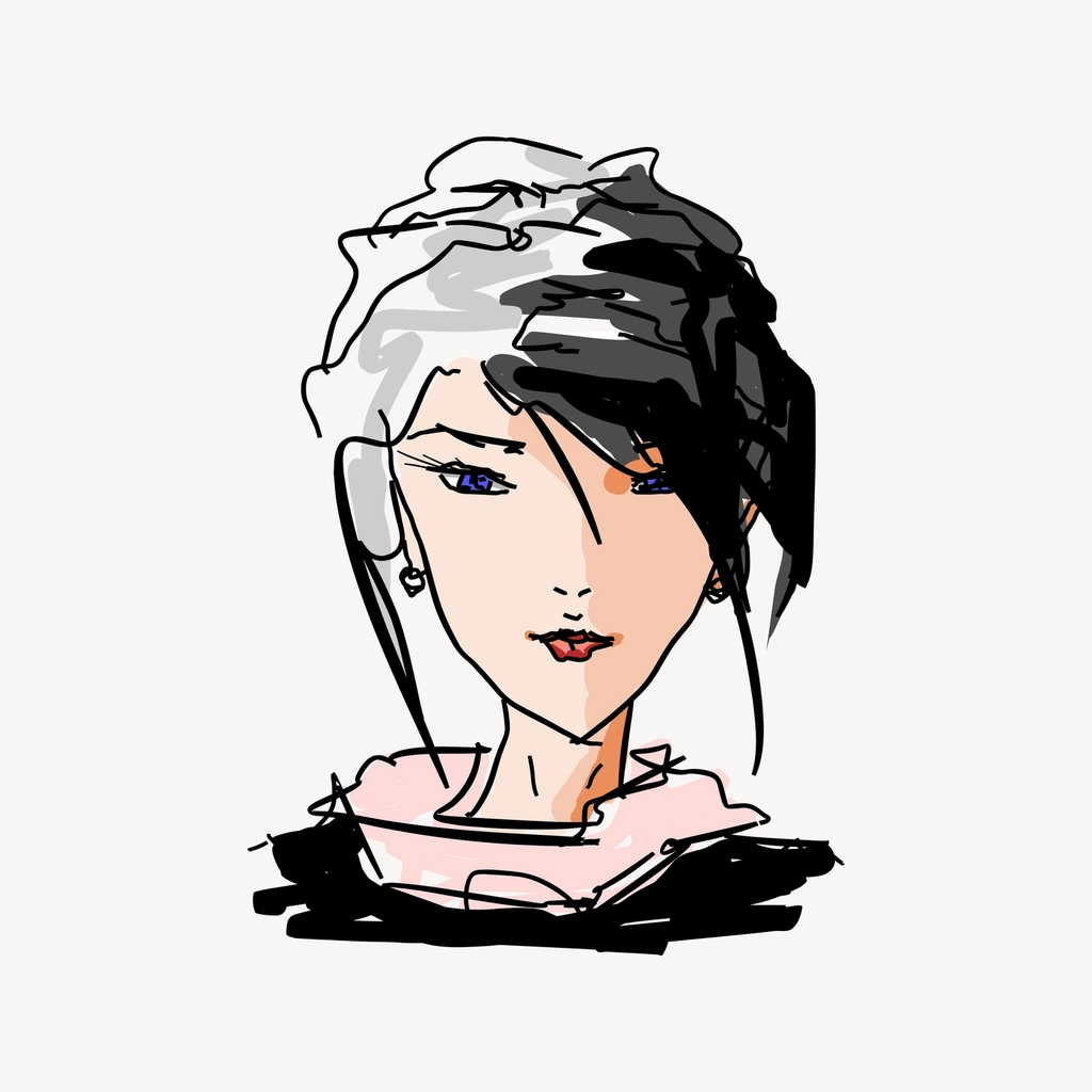 Sketched woman clipart, cartoon character