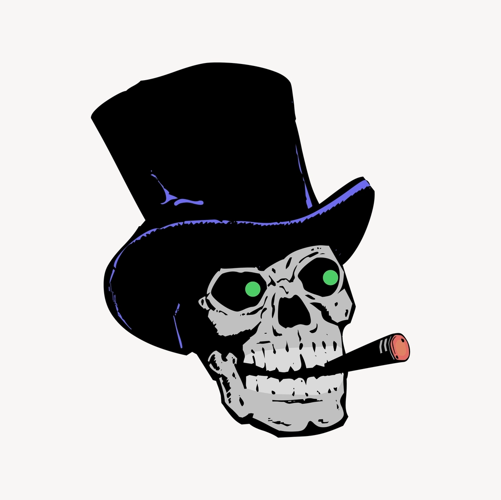 Skull cigar clipart, drawing illustration