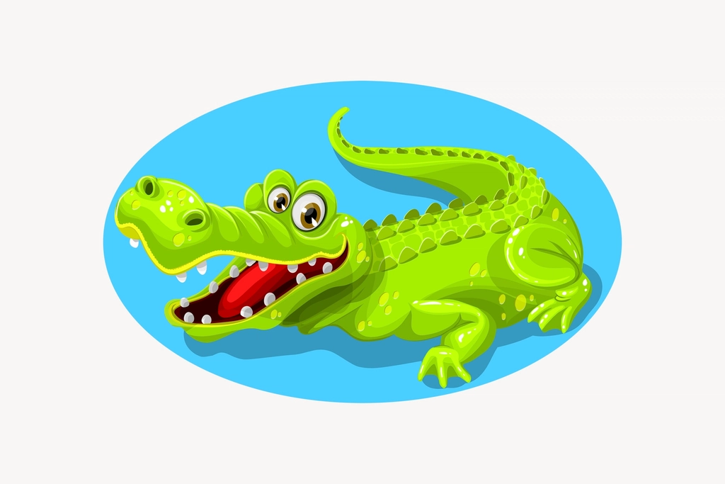 Smiling crocodile clipart, animal cartoon