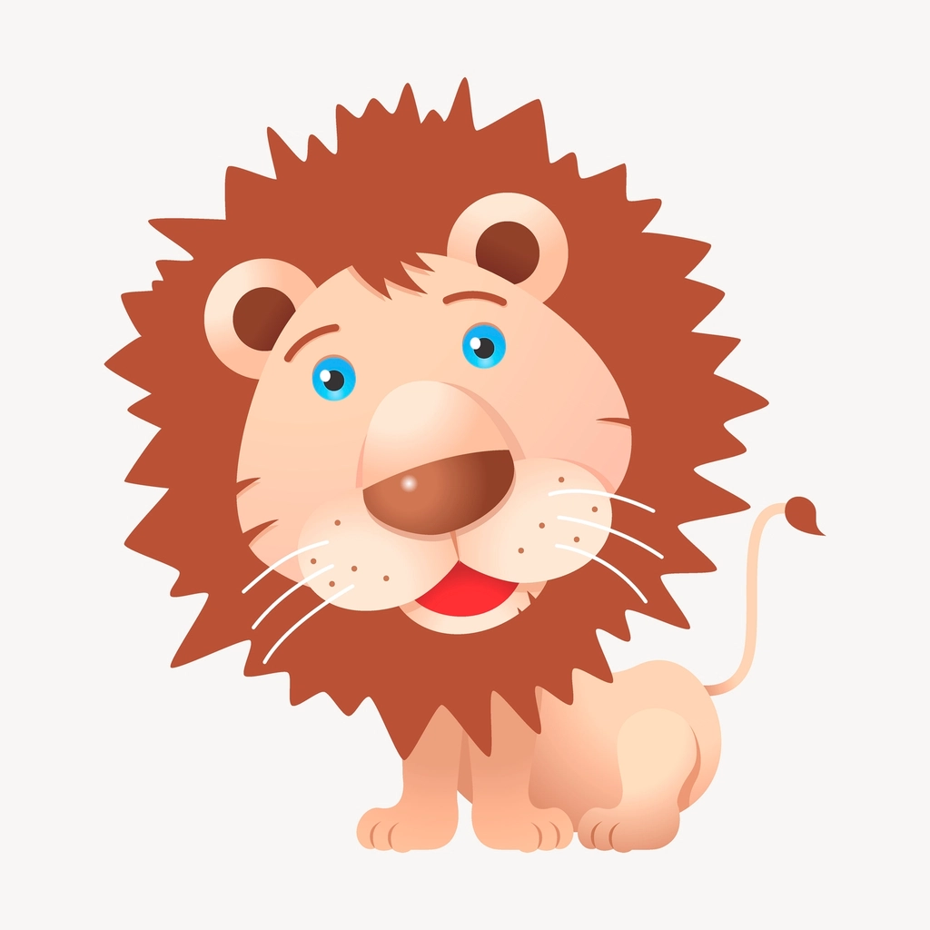 Smiling lion clipart, cartoon animal