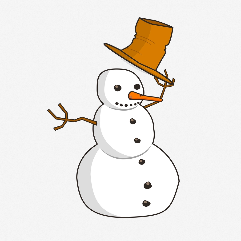Snowman character hand drawn illustration