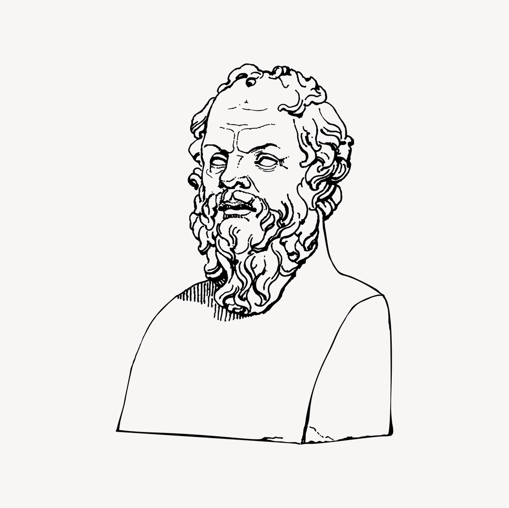 Socrates bust clipart, drawing illustration