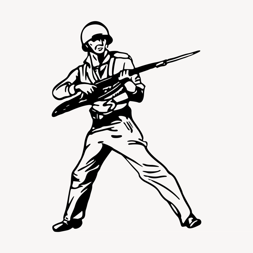 Soldier clipart, vintage hand drawn