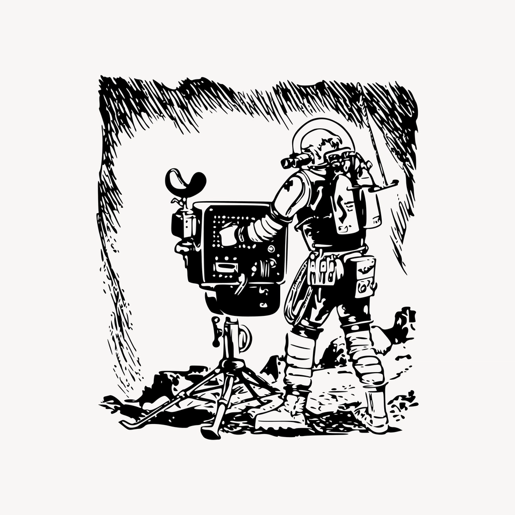 Space pioneers clipart, drawing illustration
