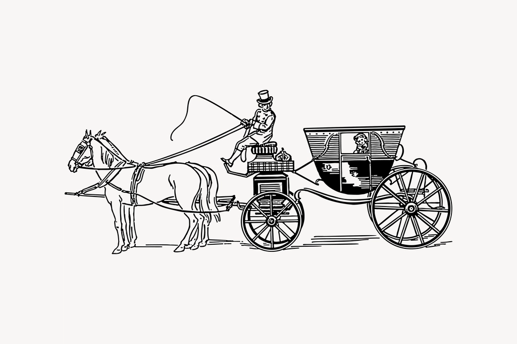 Stagecoach clipart, drawing illustration vector