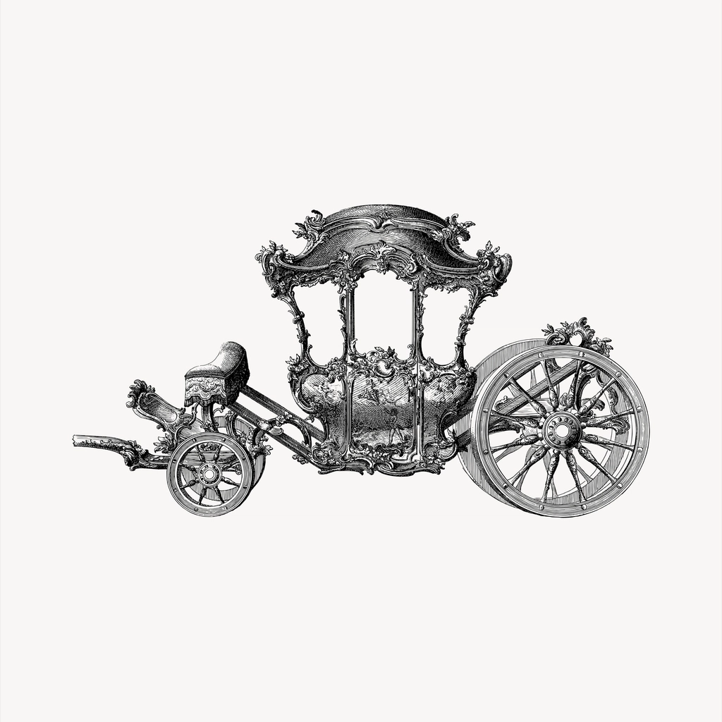 Stagecoach clipart, vintage hand drawn