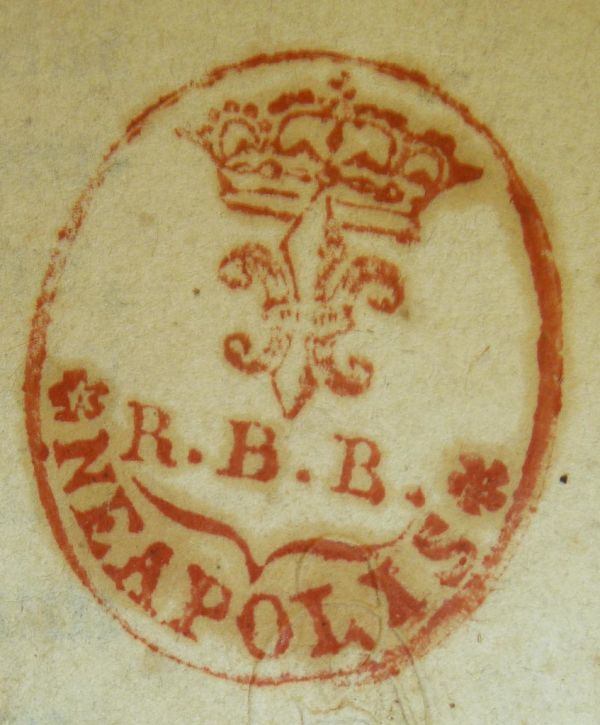 Stamp from the Reale Biblioteca Borbonica, now the Biblioteca nazionale (Naples, Italy)