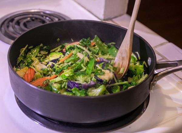 Stir Fry Vegetables in Pan