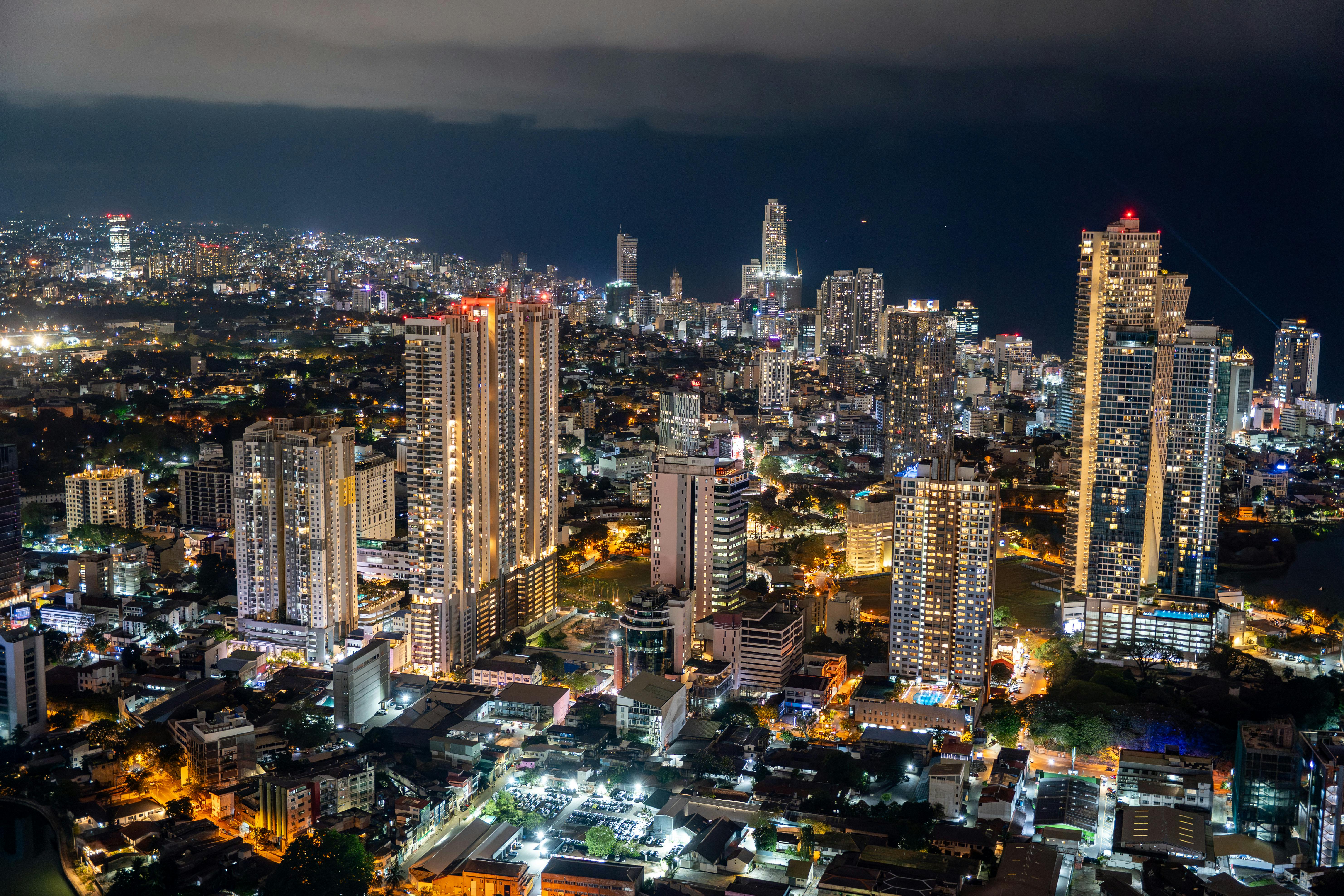 Stunning Night View of Colombo City Skyline