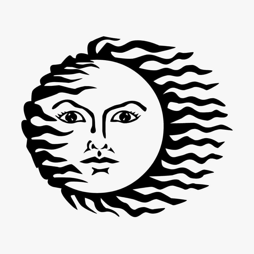 Sun clipart, drawing illustration psd