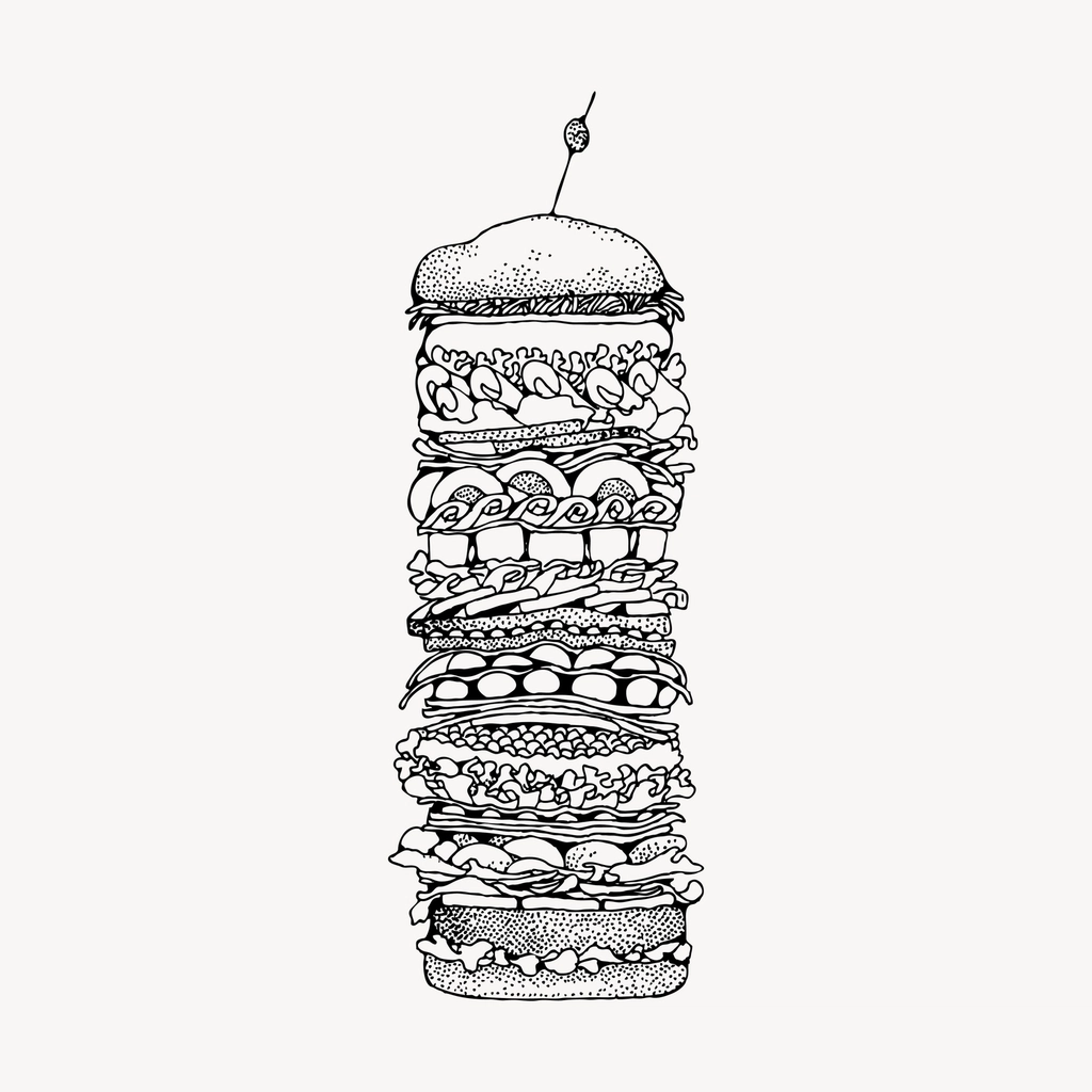 Tall hamburger hand drawn clipart