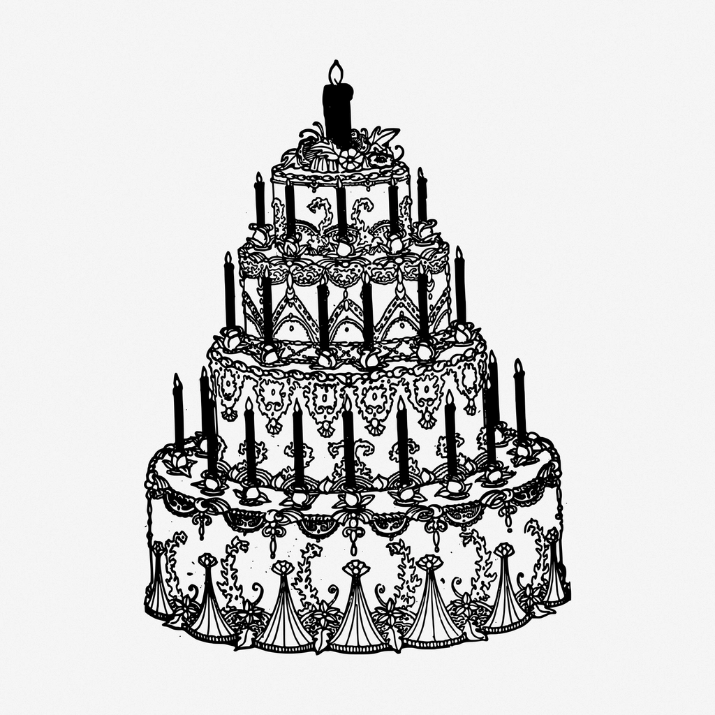 Tall wedding cake hand drawn