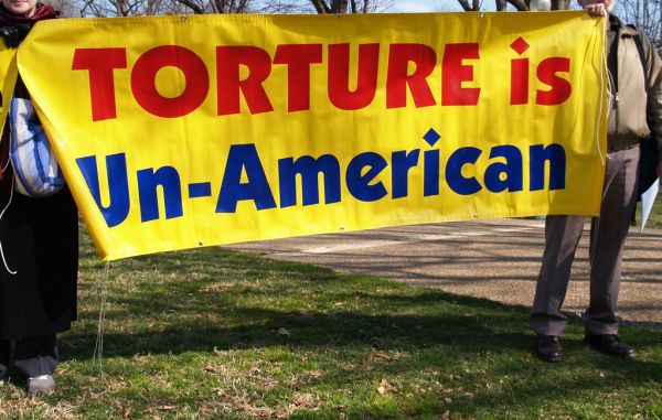 'Torture Is Un-American' Banner At The Public Witness Against Torture (Washington, DC: March 10, 2008)