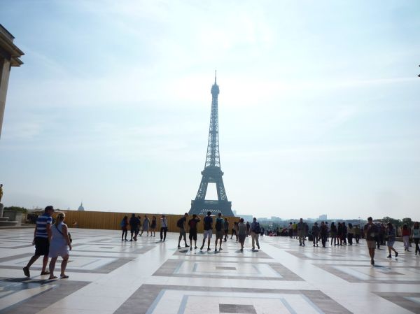 Tourists by Eiffel Tower