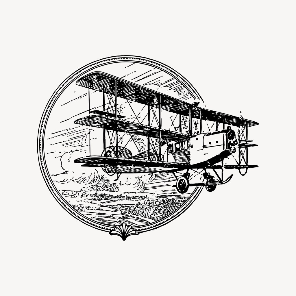Triplane clipart, drawing illustration vector
