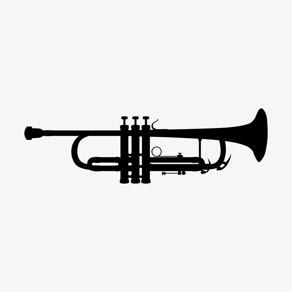 Trumpet silhouette clipart, musical instrument