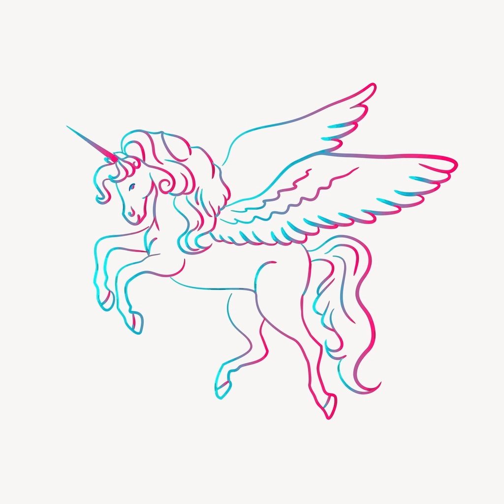 Unicorn clipart, creature line art