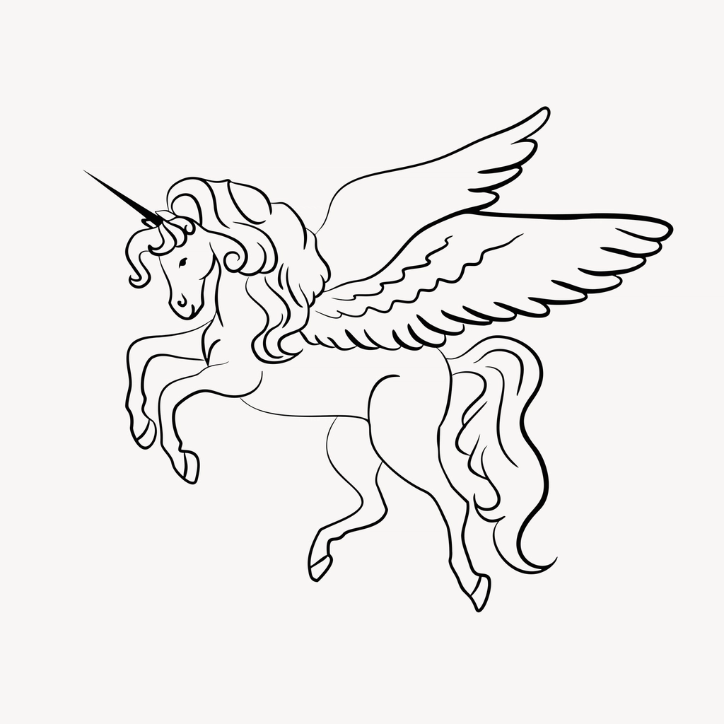 Unicorn sticker, creature line art