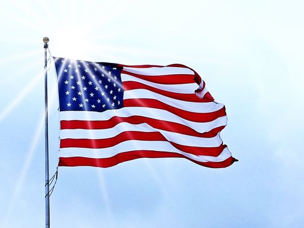 USA flag and sun