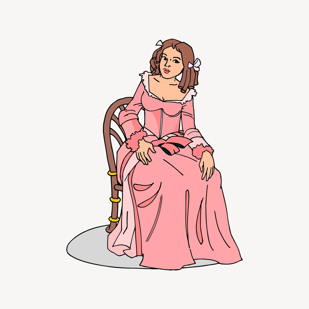 Victorian woman clipart, cartoon character