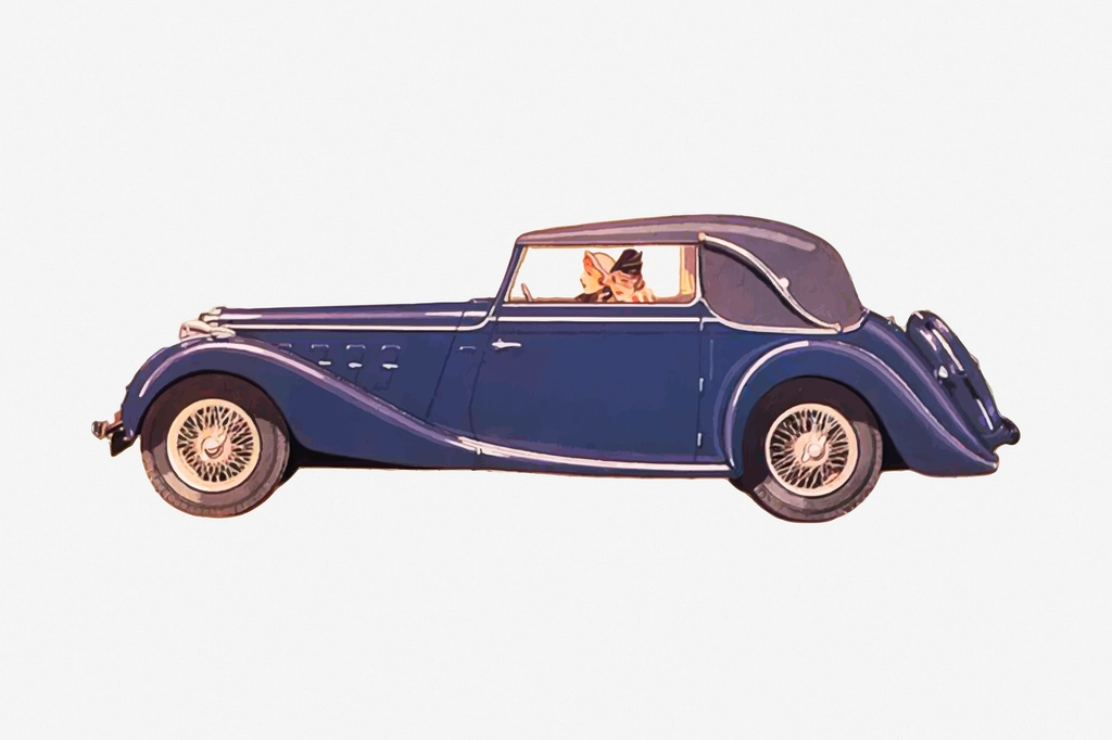 Vintage 1920s car hand drawn