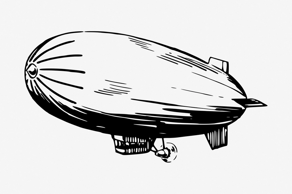 Vintage blimp airship hand drawn