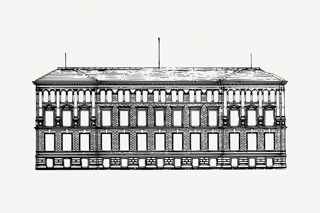 Vintage building, architecture vector illustration