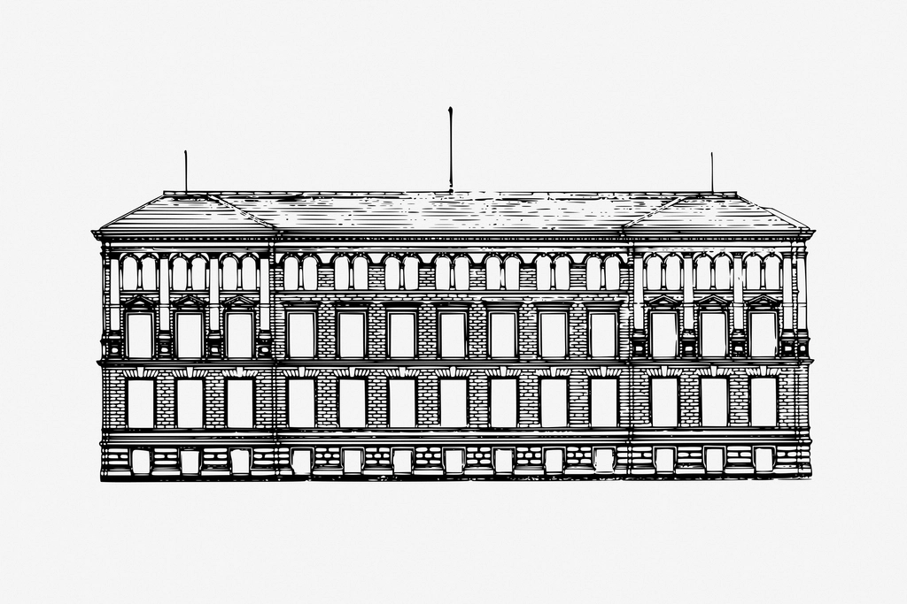 Vintage building, architecture vector illustration