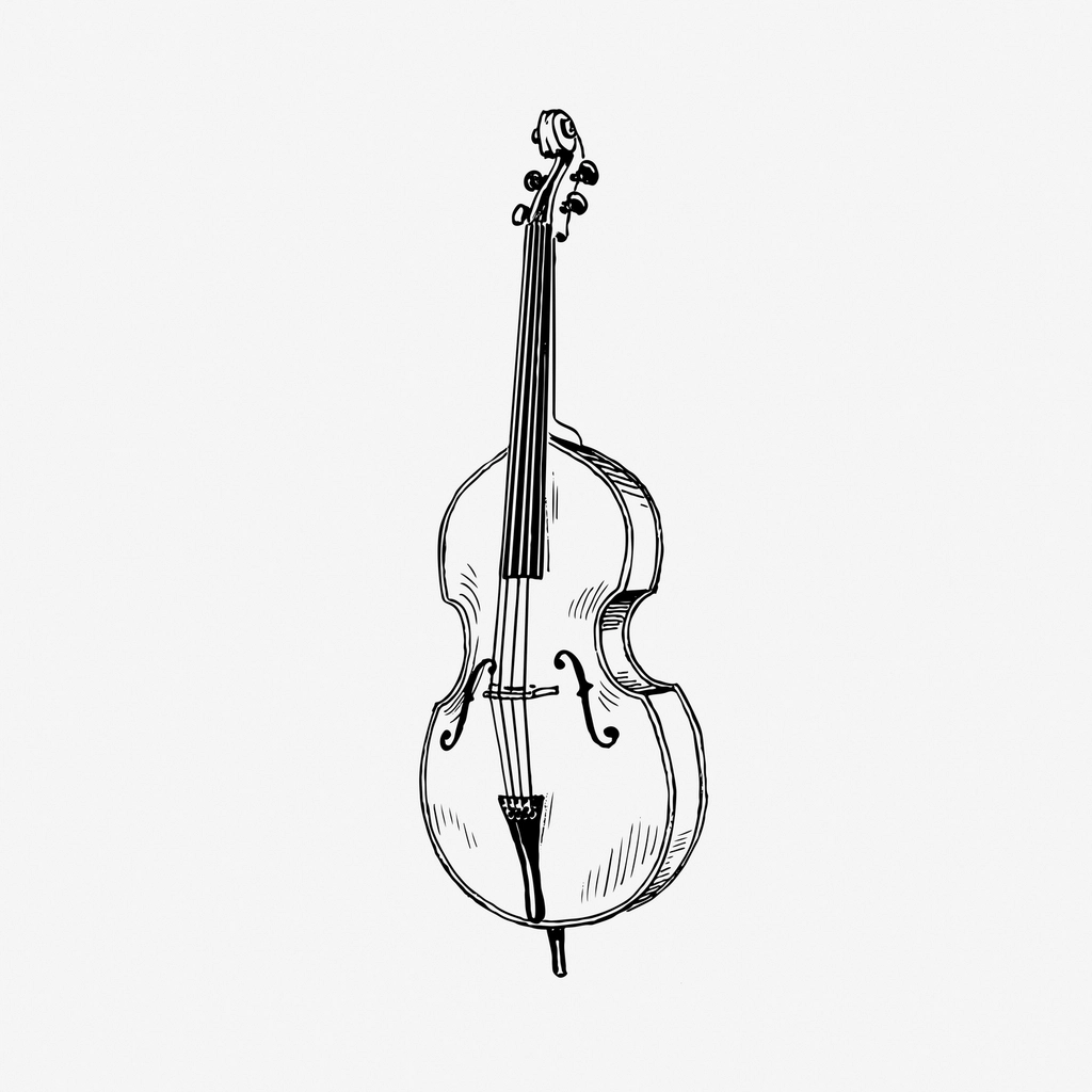 Vintage cello, musical instrument illustration