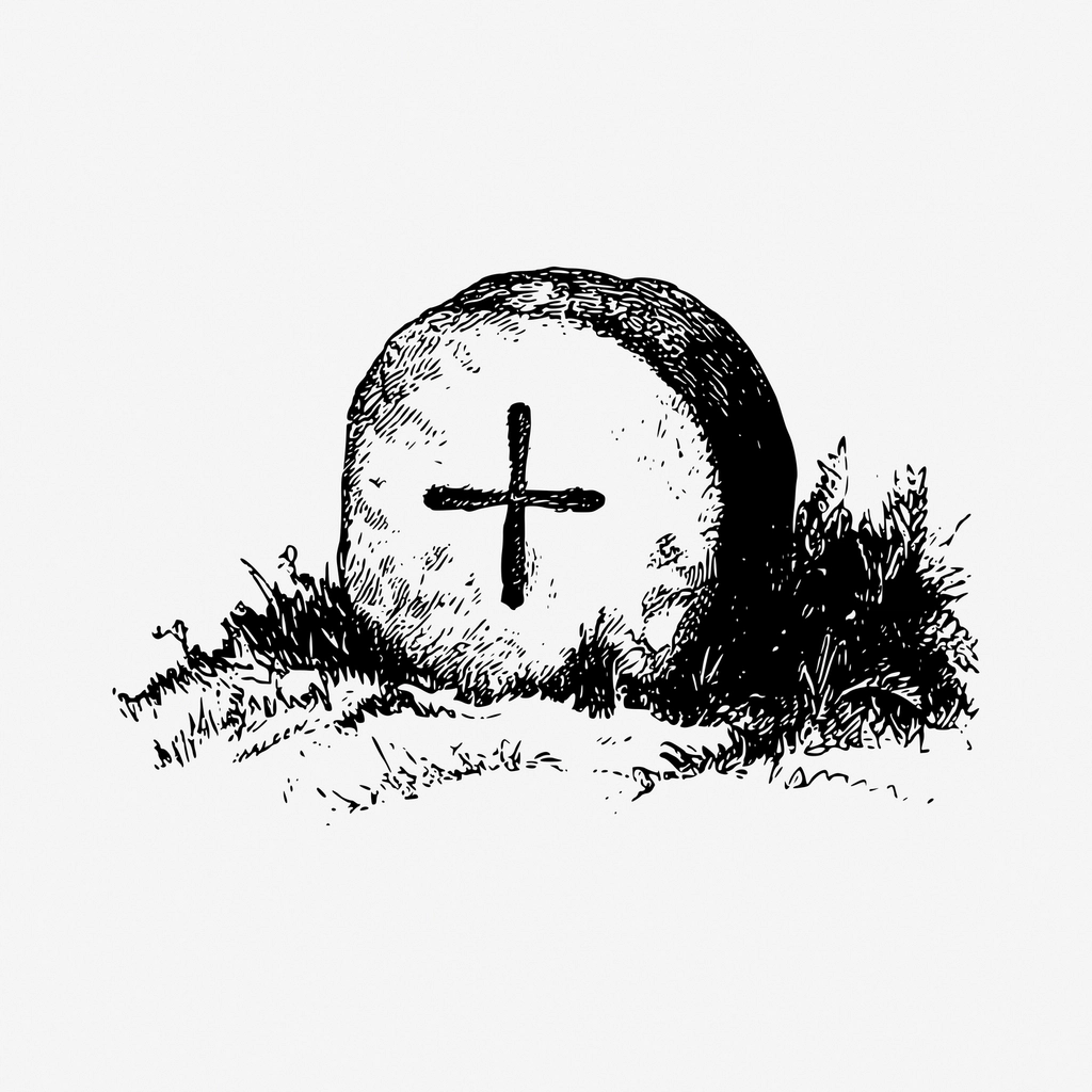 Vintage Christian tombstone hand drawn